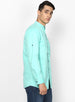 Men's Aqua Blue Cotton Full Sleeve Shirt with Mandarin Collar (Copy)