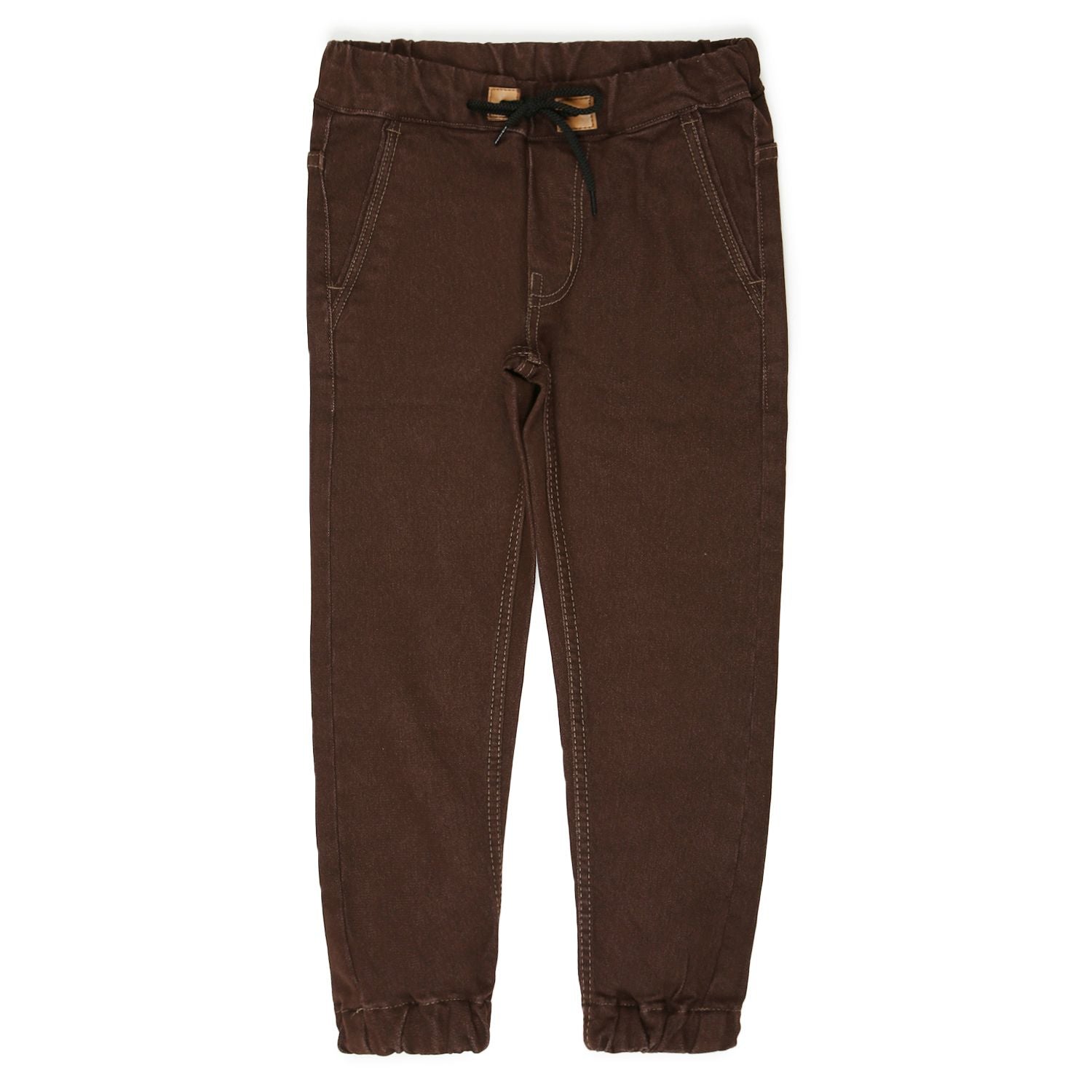 Boy's Brown Slim Fit Jogger Jeans Stretch