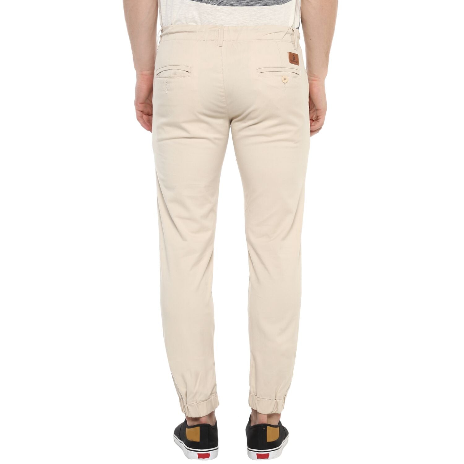 Men's Cream Casual Chino Jogger Pants Slim Fit Stretch