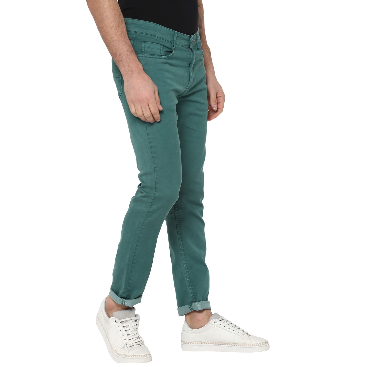 Men's Sea Green Slim Fit Washed Jeans Stretchable