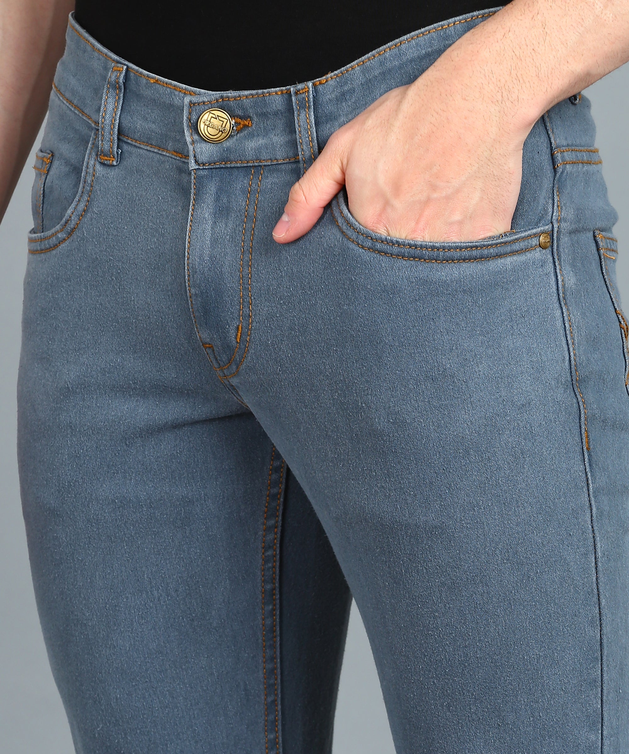 Men's Light Grey Washed Bootcut Jeans Stretchable