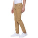 Men's Beige Cotton Slim Fit Casual Chinos Trousers Stretch