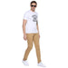 Men's Beige Cotton Slim Fit Casual Chinos Trousers Stretch