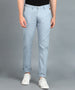 Men Slim Fit Blue Cotton Trousers