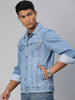 Urbano Fashion Men's Light Blue Regular Fit Washed Full Sleeve Denim Jacket
