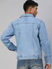 Men's Light Blue Regular Fit Washed Full Sleeve Denim Jacket