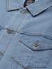 Men's Light Blue Slim Fit Washed Sleeveless Denim Jacket