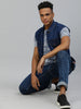 Urbano Fashion Men's Blue Slim Fit Washed Sleeveless Denim Jacket