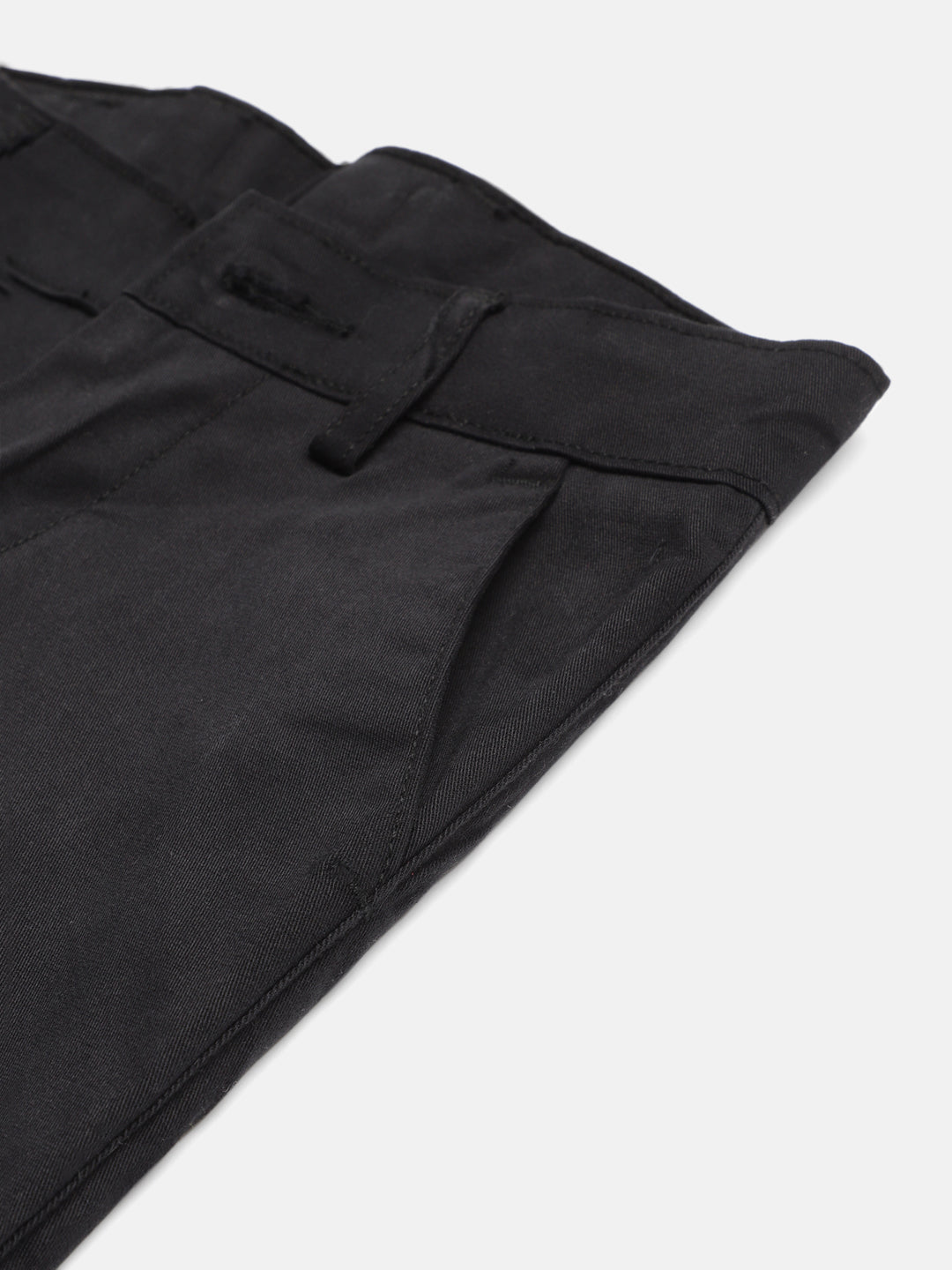 Boy's Black Slim Fit Solid Chino Trouser Stretch