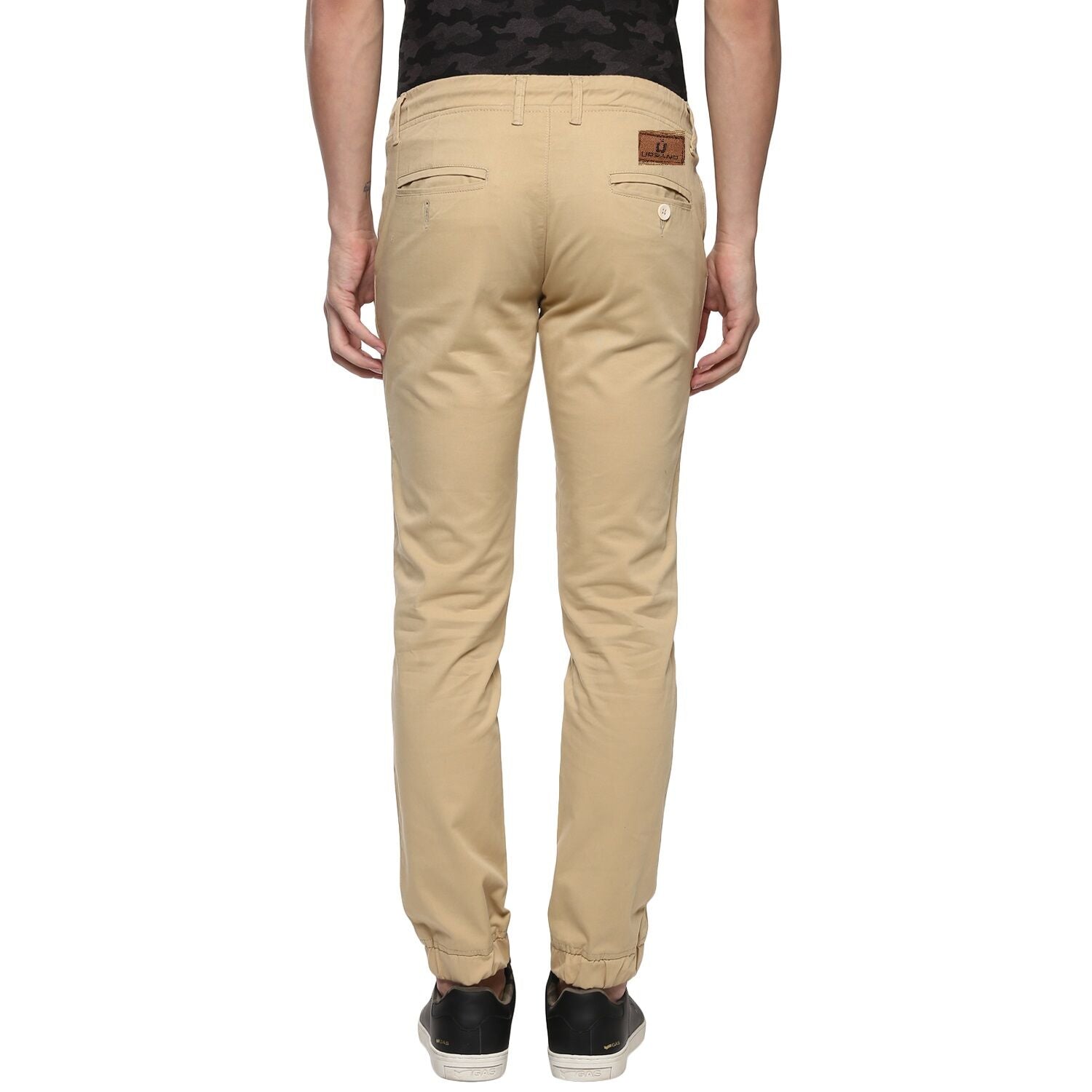 Men's Beige Casual Chino Jogger Pants Slim Fit Stretch