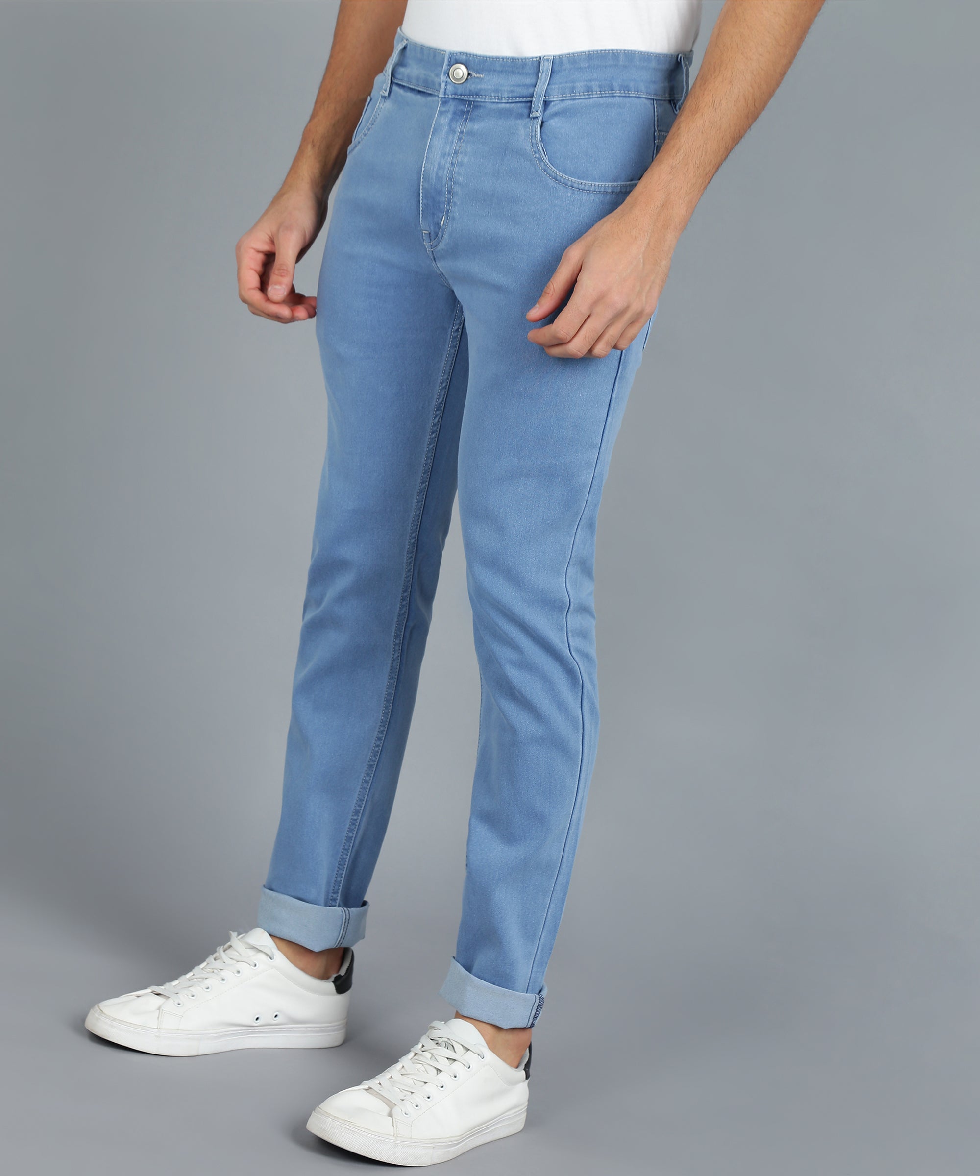 Men's Light Blue Slim Fit Denim Jeans Stretchable
