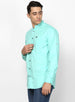 Men's Aqua Blue Cotton Full Sleeve Shirt with Mandarin Collar (Copy)