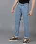 Men's Sky Blue Regular Fit Washed Jeans Stretchable