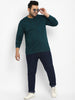 Men's Dark Green Printed Full Sleeve Regular Fit Cotton T-Shirt