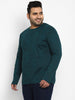 Men's Dark Green Printed Full Sleeve Regular Fit Cotton T-Shirt