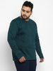 Men's Dark Green Printed Full Sleeve Regular Fit Cotton T-Shirt