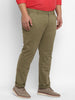 Men's Olive Green Cotton Regular Fit Casual Chinos Trousers Stretch