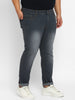 Men's Grey Regular Fit Washed Denim Jeans Stretchable