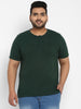 Men's Bottle Green Solid Regular Fit Henley Neck Half Sleeve Cotton T-Shirt