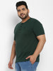 Men's Bottle Green Solid Regular Fit Henley Neck Half Sleeve Cotton T-Shirt