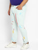 Men's Whitish Blue Regular Fit Washed Printed Jeans Stretchable