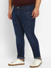 Men's Midnight Blue Regular Fit Washed Printed Jeans Stretchable