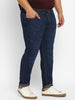 Men's Midnight Blue Regular Fit Washed Printed Jeans Stretchable