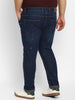 Men's Midnight Blue Regular Fit Washed Printed Jeans Stretchable
