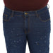 Men's Midnight Blue Regular Fit Washed Printed Jeans Stretchable