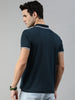 Men's Airforce Blue Solid Slim Fit Half Sleeve Cotton Polo T-Shirt