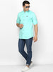 Men's Aqua Blue Cotton Full Sleeve Shirt with Mandarin Collar (Copy)